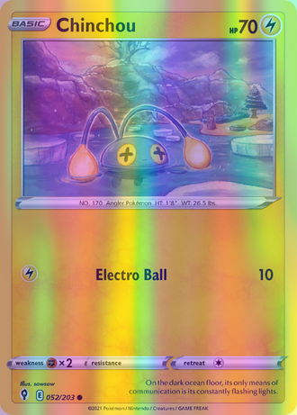 Chinchou - 052/203 (SWSH07) Common - Near Mint Reverse Holofoil