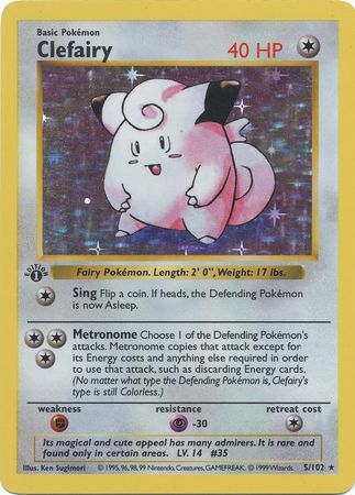 Clefairy - 005/102 (BS) 1st Edition Holo Rare - Near Mint Holofoil