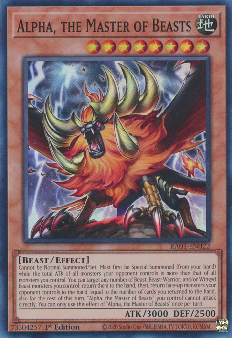 Alpha, the Master of Beasts (RA01-EN022) Secret Rare - Near Mint 1st Edition