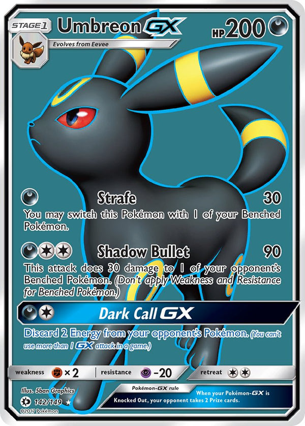 Umbreon GX (Full Art) - 142/149 (SM01) Ultra Rare - Near Mint Holofoil