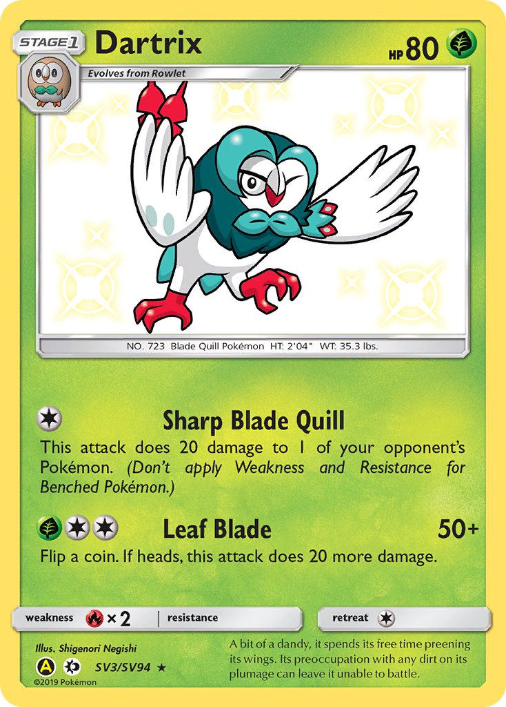 Dartrix - SV3/SV94 (HIF:SV) Shiny Holo Rare - Near Mint Holofoil