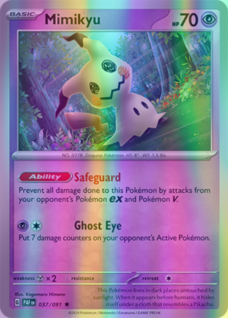 Mimikyu - 037/091 (PAF) Rare - Near Mint Reverse Holofoil