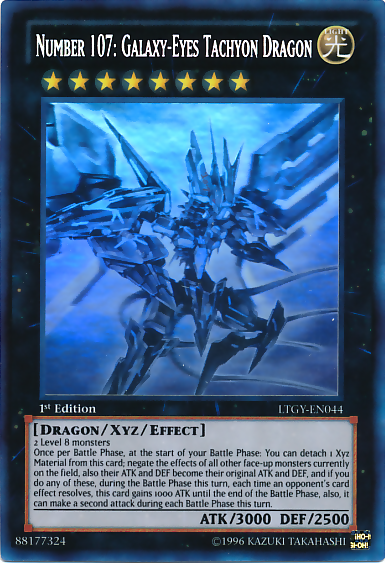 Number 107: Galaxy-Eyes Tachyon Dragon (LTGY-EN044) Ghost Rare - Heavy Play 1st Edition