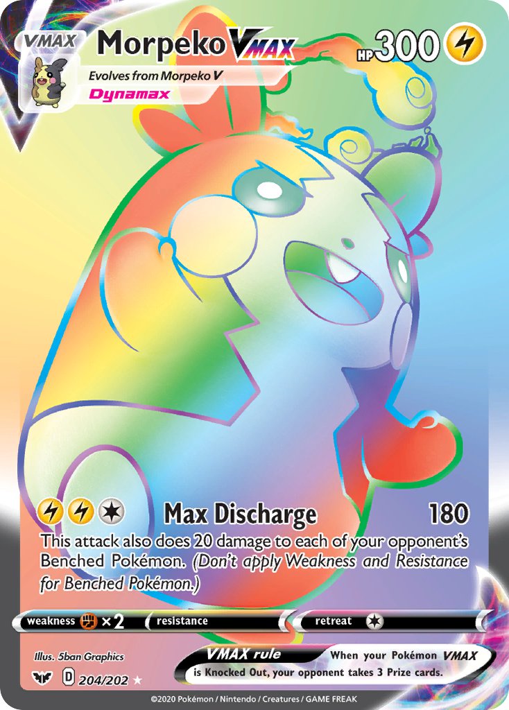 Morpeko VMAX (Secret) - 204/202 (SWSH01) Secret Rare - Near Mint Holofoil