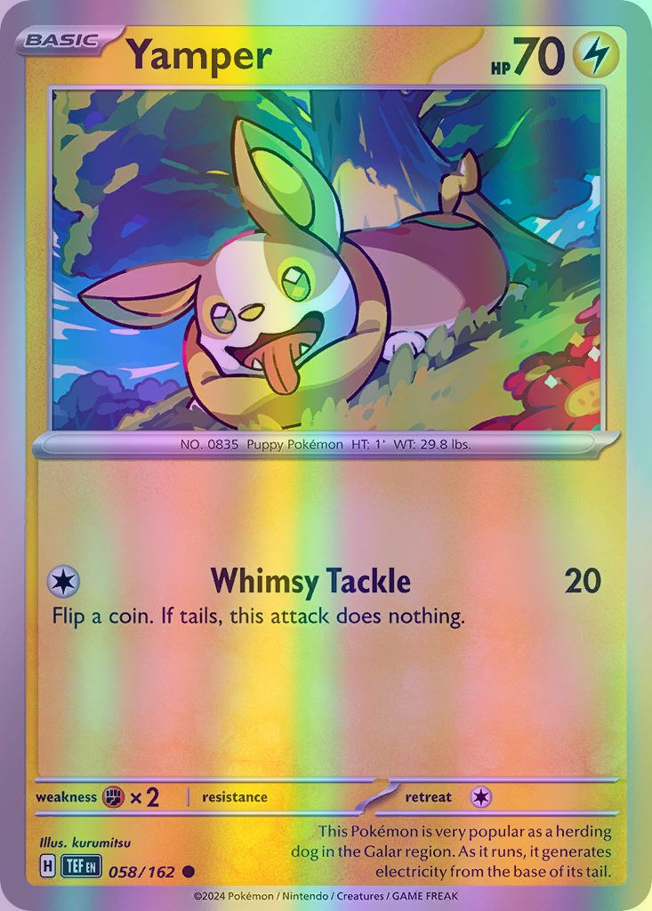 Yamper - 058/162 (TEF) Common - Near Mint Reverse Holofoil