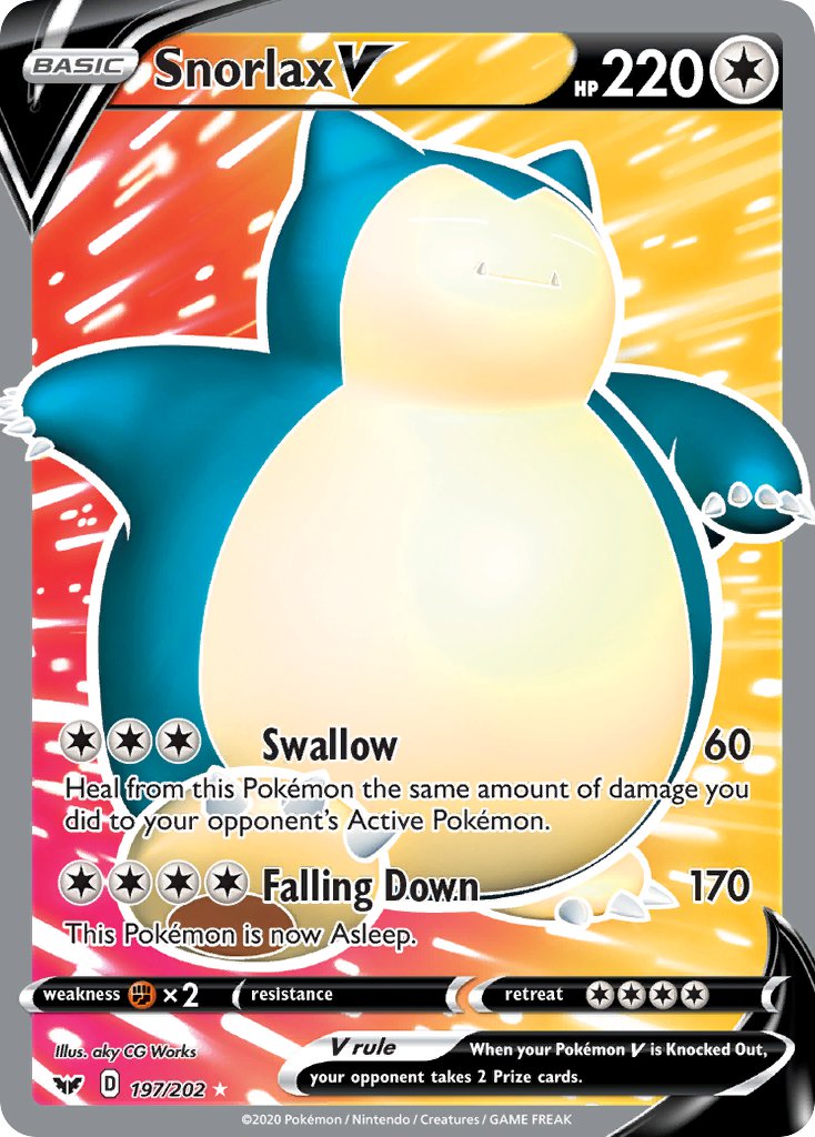 Snorlax V (Full Art) - 197/202 (SWSH01) Ultra Rare - Near Mint Holofoil