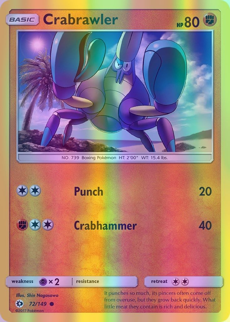 Crabrawler - 072/149 (SM01) Common - Near Mint Reverse Holofoil