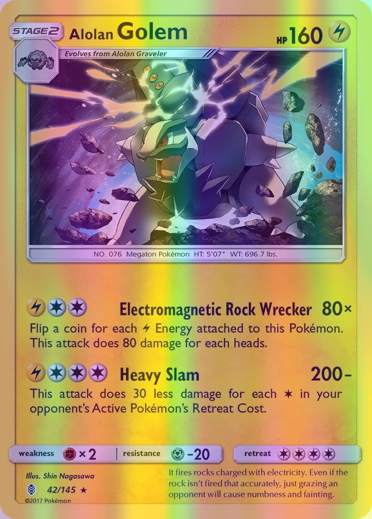 Alolan Golem - 042/145 (SM:GRI) Holo Rare - Near Mint Reverse Holofoil