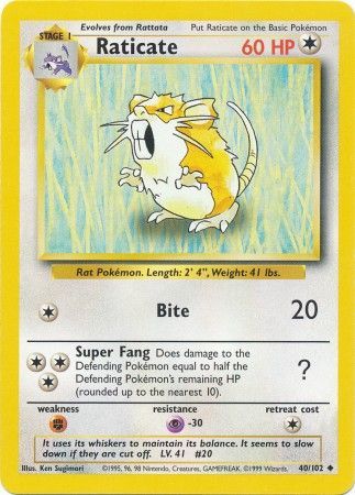 Raticate - 040/102 (BS) Uncommon - Near Mint