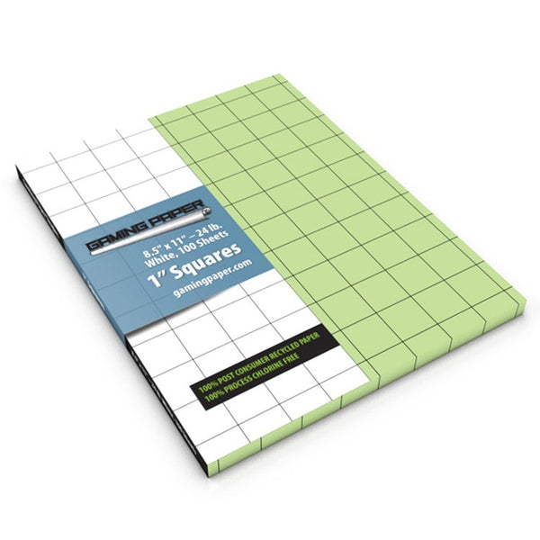 Gaming Paper: 1" Squares Singles Pack - Green (100 Sheets)