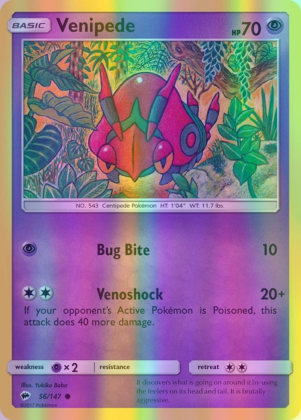 Venipede - 056/147 (SM:BUS) Common - Near Mint Reverse Holofoil