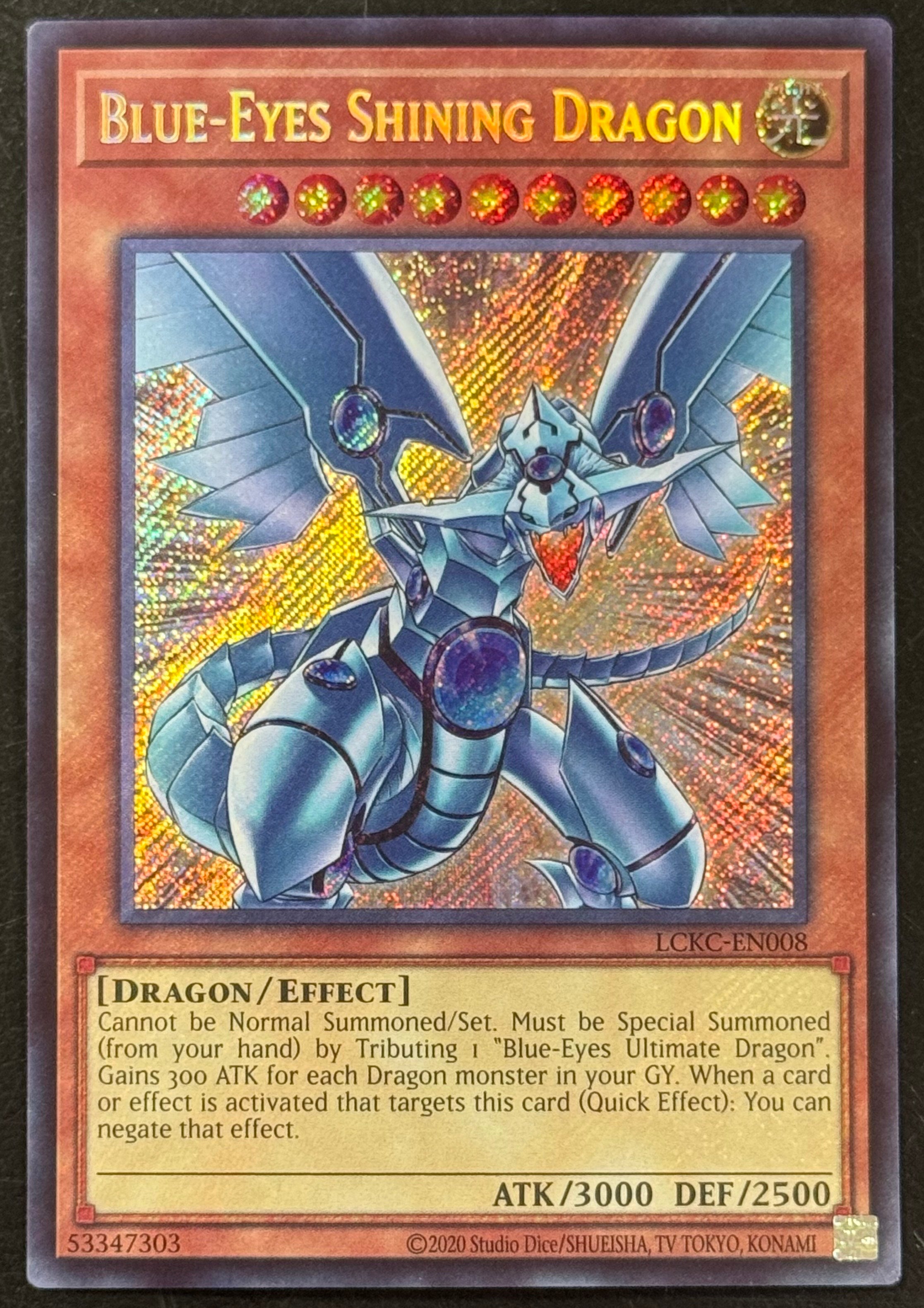 Blue-eyes Shining Dragon (LCKC-EN008) (2020 Reprint) Secret Rare Near Mint Unlimited