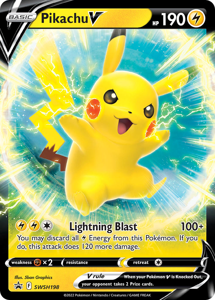 Pikachu V - SWSH198 (SWSH:PR) Promo - Near Mint Holofoil