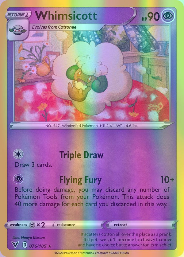 Whimsicott - 076/185 (SWSH04) Rare - Near Mint Reverse Holofoil