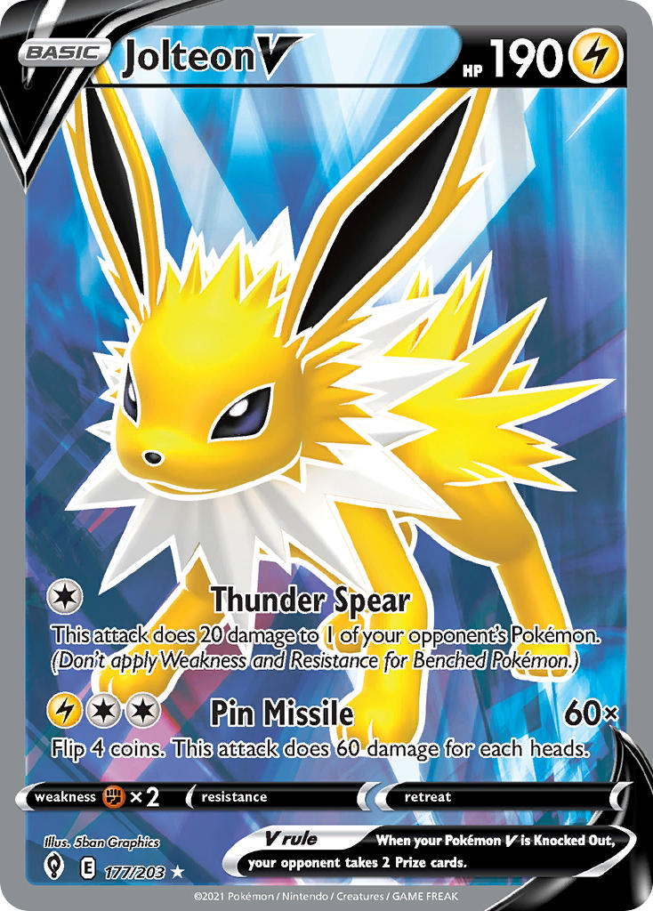 Jolteon V (Full Art) - 177/203 (SWSH07) Ultra Rare - Near Mint Holofoil