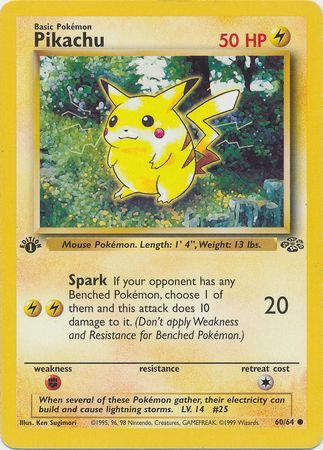 Pikachu - 60/64 (JU) Common - Near Mint 1st Edition