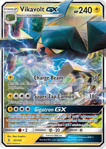 Vikavolt GX - 045/145 (SM:GRI) Ultra Rare - Heavy Play Holofoil