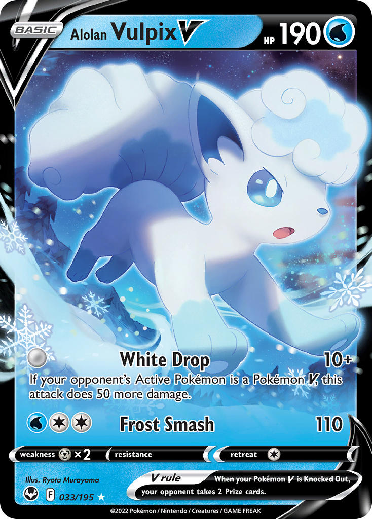 Alolan Vulpix V - 033/195 (SWSH12) Ultra Rare - Near Mint Holofoil