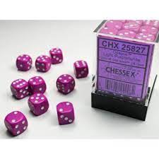 CHX25827: Opaque: 12mm D6 Light Purple w/White (36) (Discontinued)