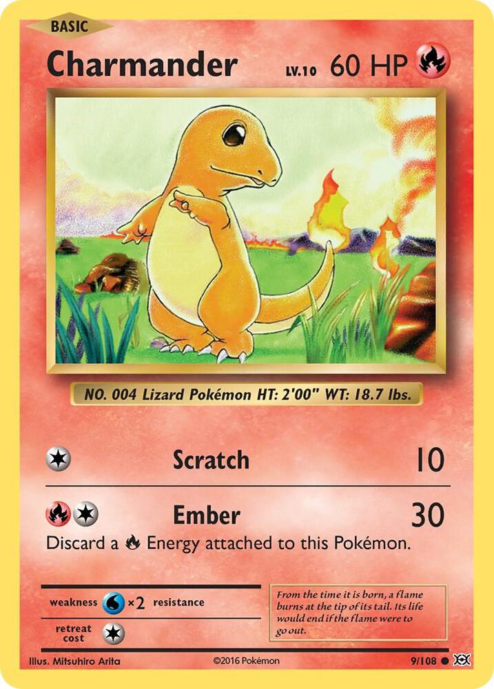 Charmander - 9/108 (EVO) Common - Near Mint Reverse Foil