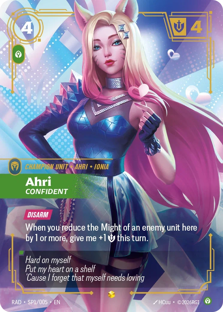 Ahri, Confident (K/DA Special Art Card) - SP1/005 (RAD) Showcase