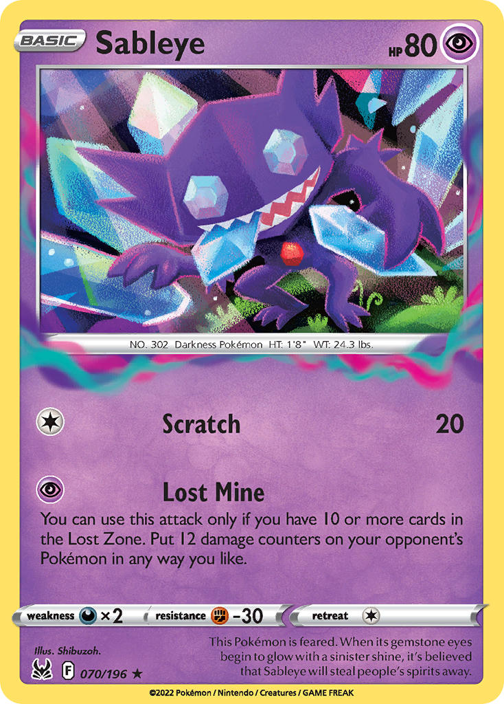 Sableye - 070/196 (SWSH11) Holo Rare - Near Mint Holofoil