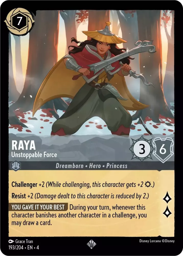 Raya - Unstoppable Force (Ursula's Return 193/204) Super Rare - Near Mint