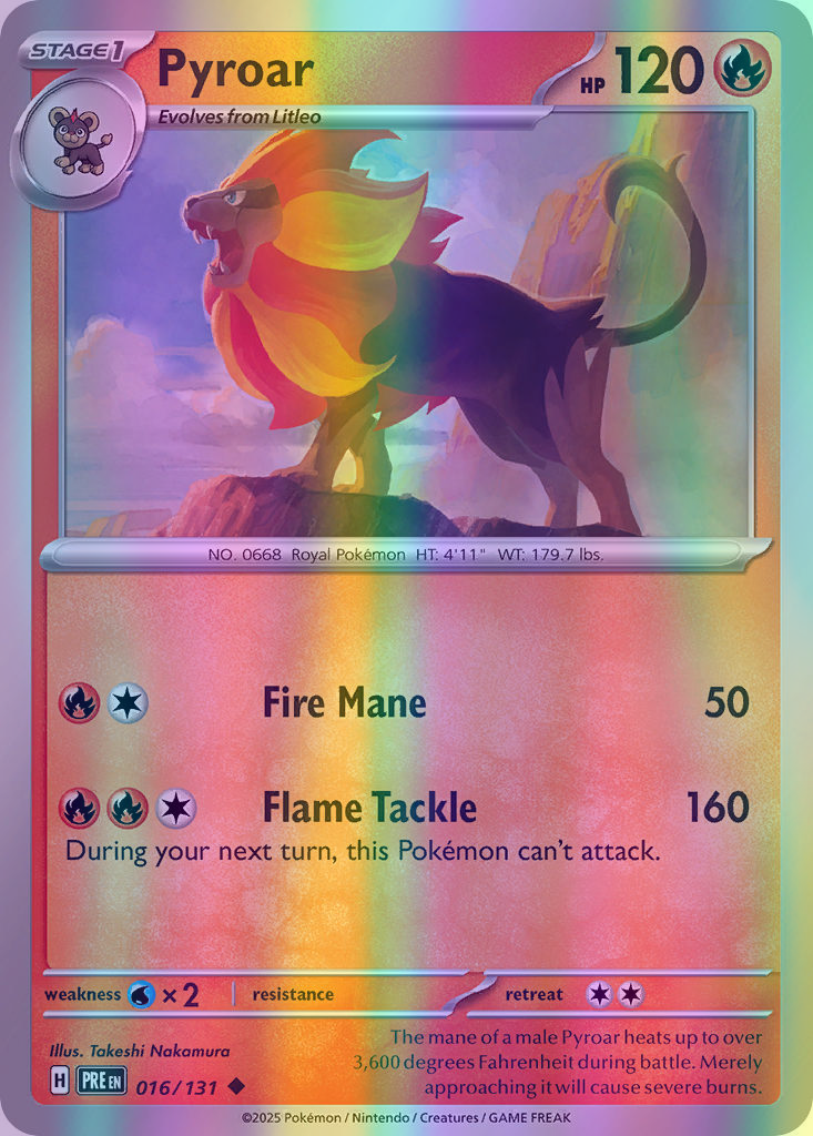 Pyroar - 016/131 (PRE) Uncommon - Near Mint Reverse Holofoil