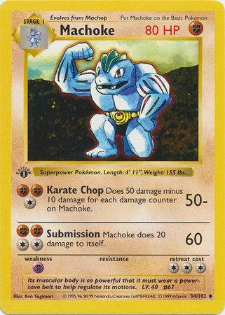 Machoke - 034/102 (BS) 1st Edition Uncommon - Near Mint