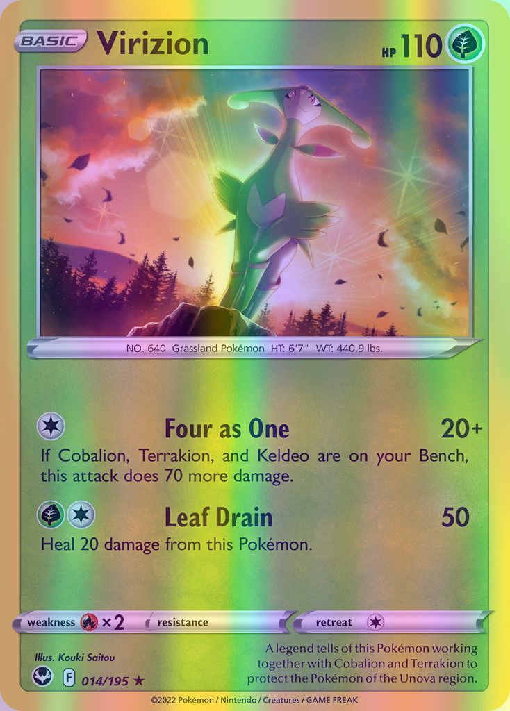 Virizion - 014/195 (SWSH12) Rare - Near Mint Reverse Holofoil