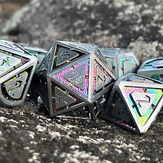 Cleric's Domain Silver Iridescent Metal Dice Set