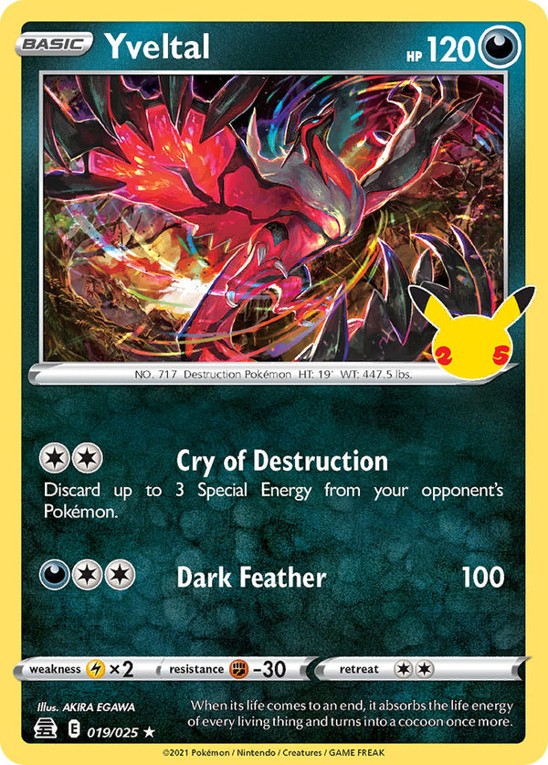 Yveltal - 019/025 (CLB) Holo Rare - Near Mint Holofoil