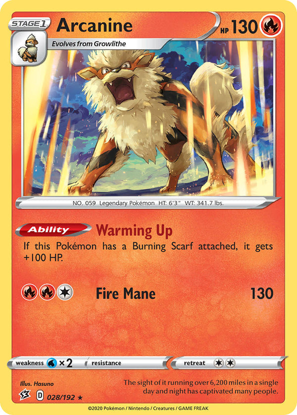 Arcanine - 028/192 (SWSH02) Rare - Near Mint