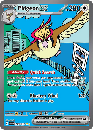 Pidgeot ex - 225/197 (OBF) Special Illustration Rare - Light Play Holofoil