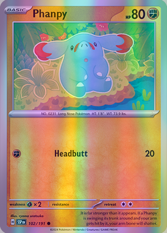 Phanpy - 102/191 (SSP) Common - Near Mint Reverse Holofoil