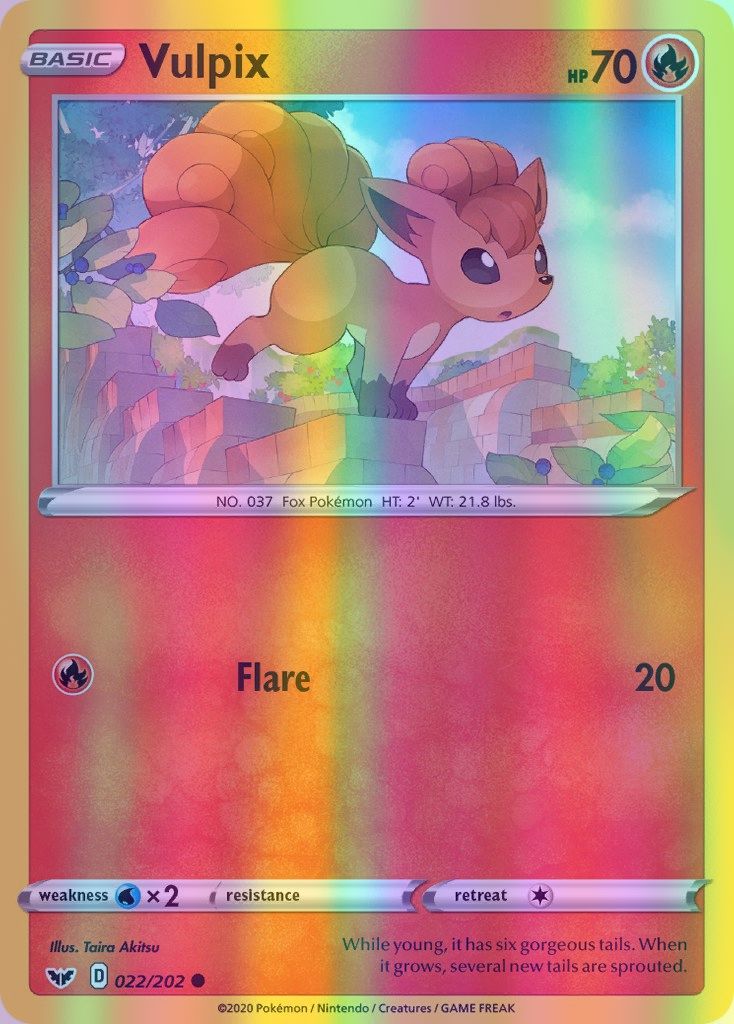 Vulpix - 022/202 (SWSH01) Common - Near Mint Reverse Holofoil