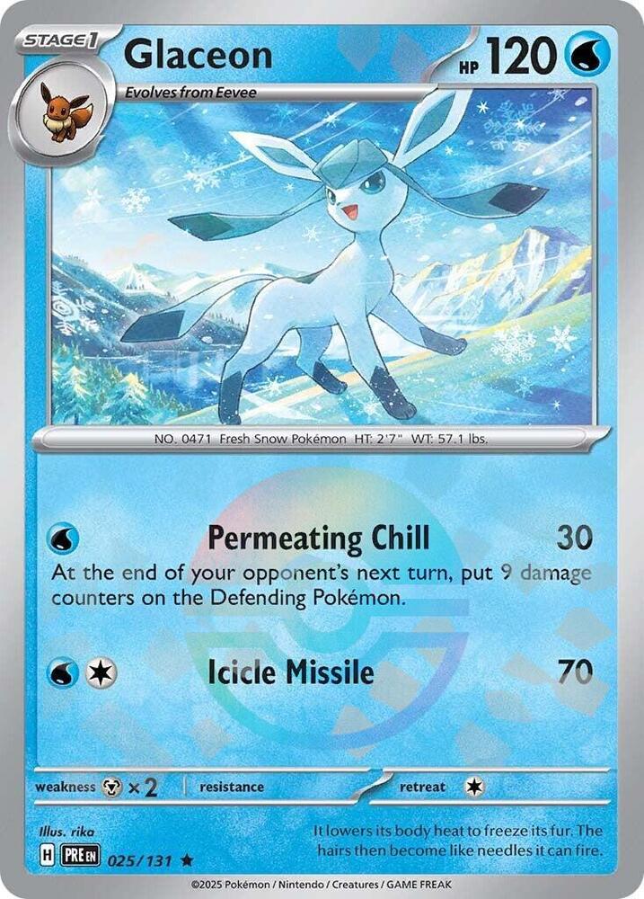 Glaceon (Poke Ball Pattern) - 025/131 (PRE) Rare - Near Mint Holofoil