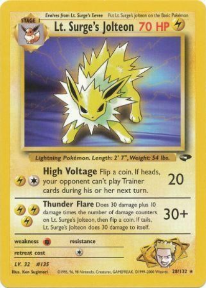 Lt. Surge's Jolteon - 028/132( G2) Rare - Near Mint Unlimited