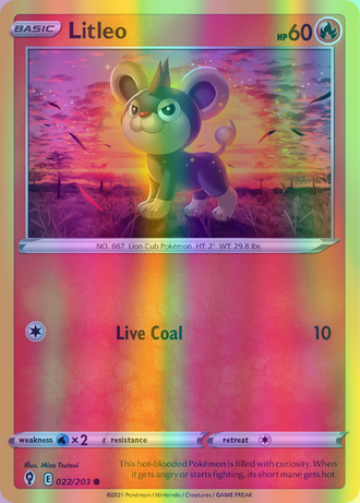 Litleo - 022/203 (SWSH07) Common - Near Mint Reverse Holofoil