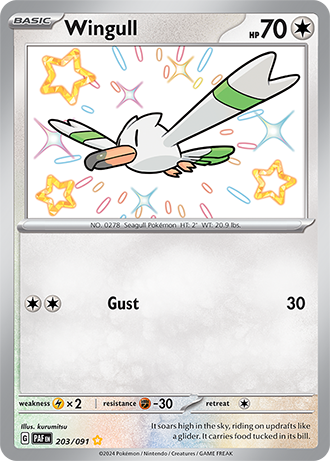 Wingull - 203/091 (PAF) Secret Rare - Near Mint Holofoil