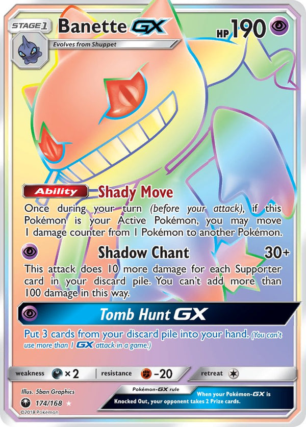 Banette GX (Secret) - 174/168 (CES) Secret Rare - Near Mint Holofoil