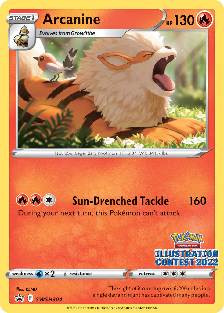 Arcanine (Illustration Contest 2022) - SWSH304 (SWSH:PR) Promo - Near Mint