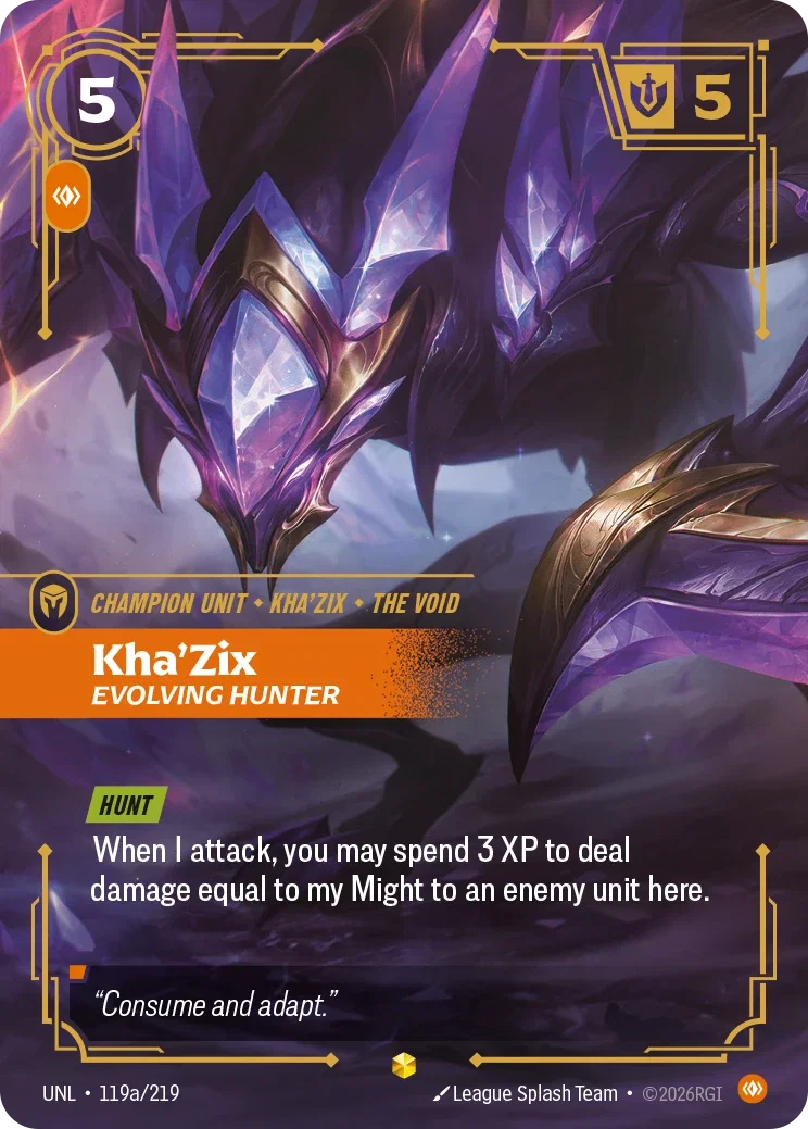 Kha'Zix - Evolving Hunter (Alternate Art) - 119a/219 (UNL)  Showcase
