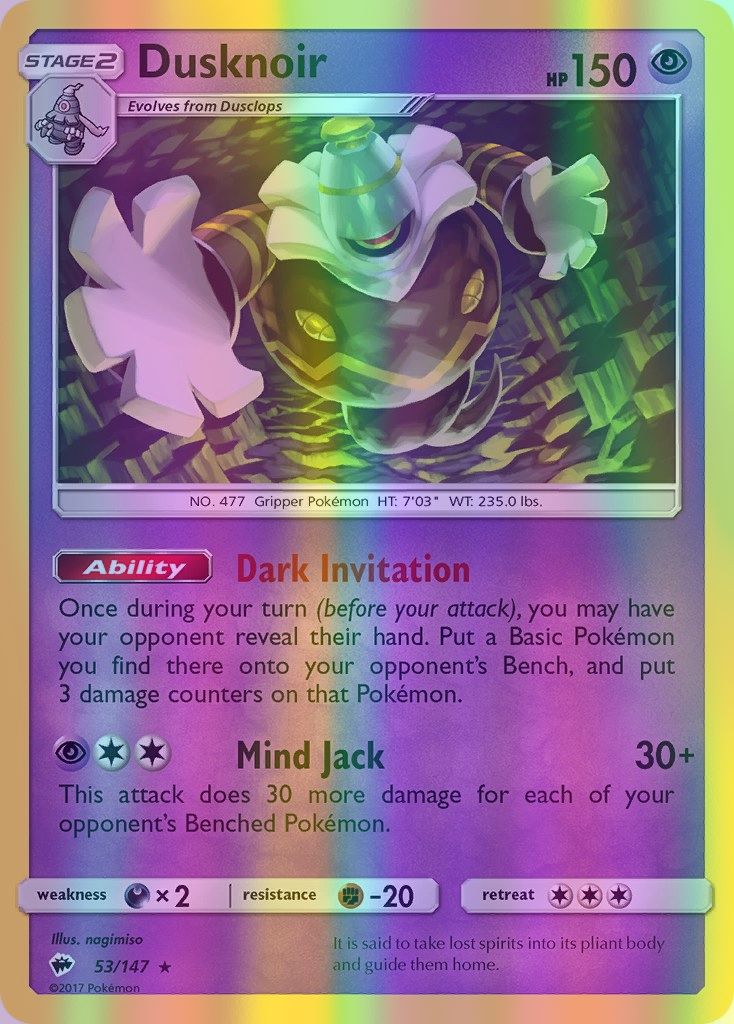 Dusknoir - 053/147 (SM:BUS) Holo Rare - Near Mint Reverse Holofoil