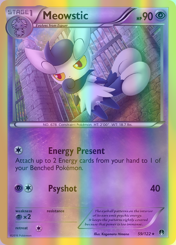 Meowstic - 059/122 (BKP) Rare - Near Mint Reverse Holofoil