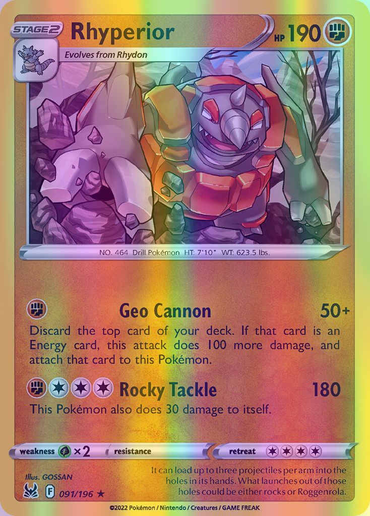 Rhyperior - 091/196 (SWSH11) Rare - Near Mint Reverse Holofoil