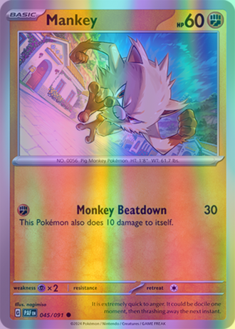 Mankey - 045/091 (PAF) Common - Near Mint Reverse Holofoil