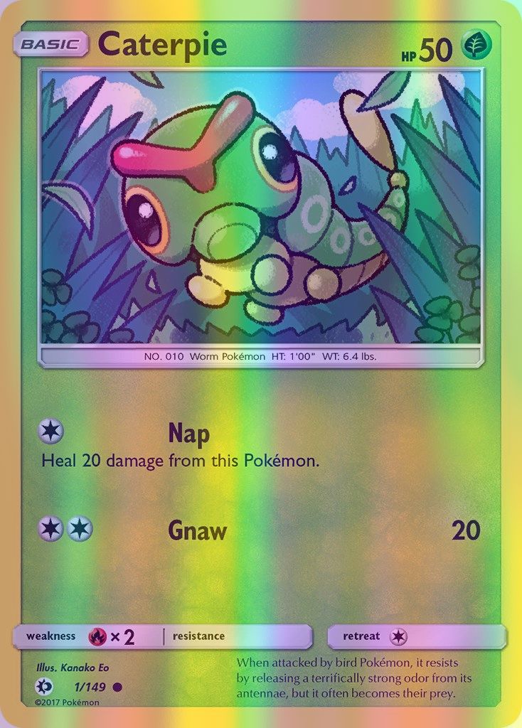 Caterpie - 001/149 (SM01) Common - Near Mint Reverse Holofoil