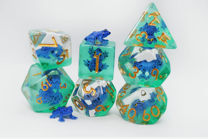 Dark Blue Frog RPG Dice Set