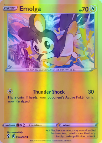 Emolga - 057/203 (SWSH07) Common - Near Mint Reverse Holofoil